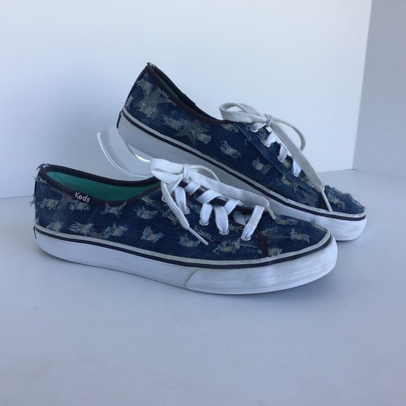 KEDS BLUE DISTRESSED SNEAKERS SIZE 7 - Picture 1 of 5